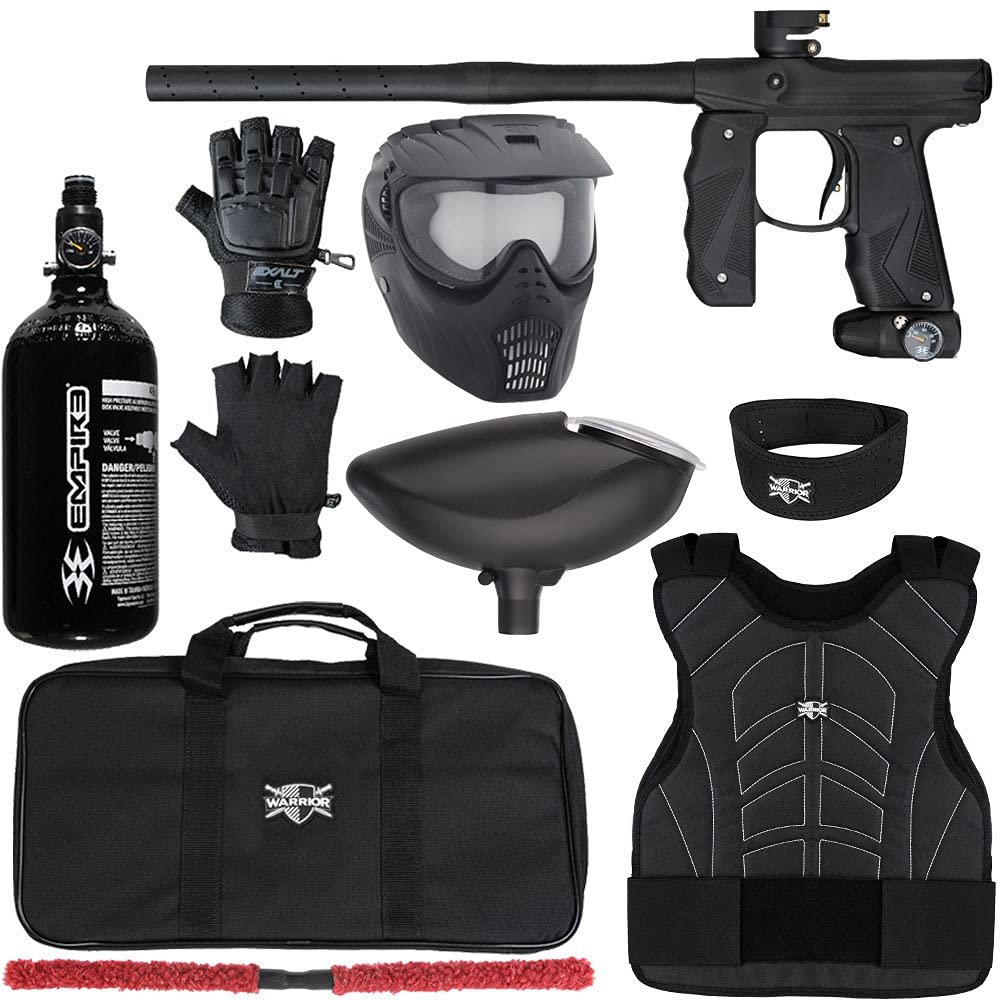 Action Village Empire Mini GS TP Level 1 Protector Paintball Gun Package Kit (Dust Black/Dust Black, Glove Size: Small/Medium)