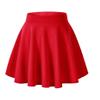 Afibi Casual Mini Stretch Waist Flared Plain Pleated Skater Skirt (XX-Large, Red) view 1