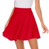 Afibi Casual Mini Stretch Waist Flared Plain Pleated Skater Skirt (XX-Large, Red) view 2