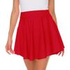 Afibi Casual Mini Stretch Waist Flared Plain Pleated Skater Skirt (XX-Large, Red) view 3
