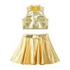 easyforever Big Girls Metallic Turtleneck Sleeveless Tops and Flared Pleated A-Line Mini Skort Skirt for Ballet Dance Gold 10 view 3