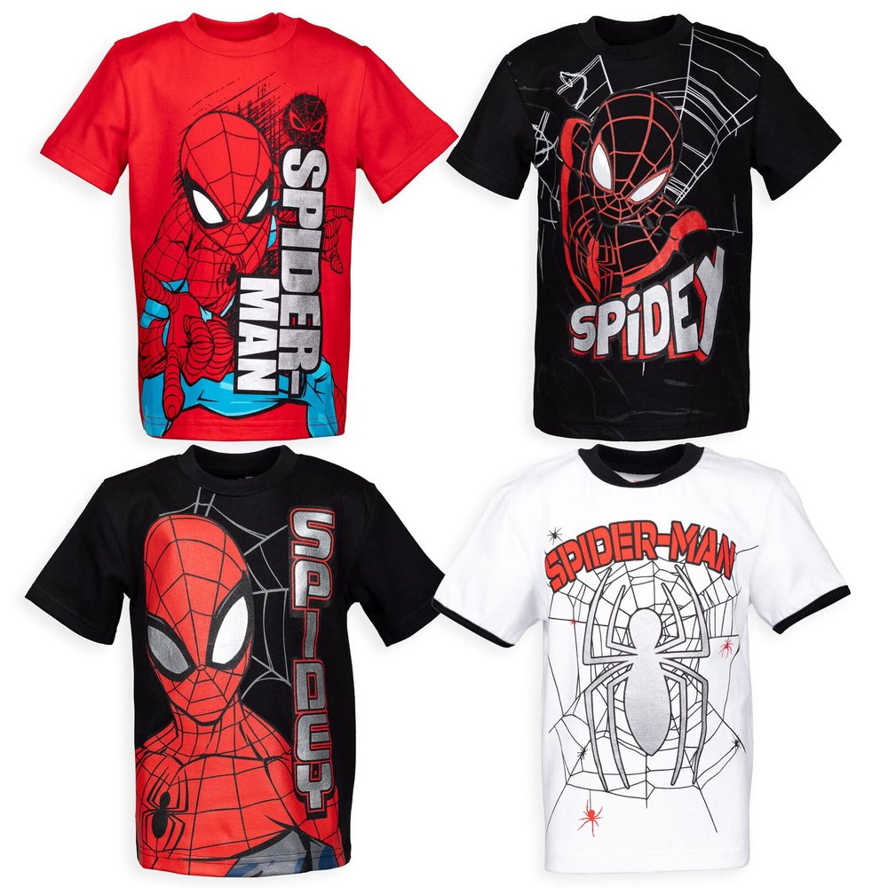 Marvel Spider-Man Toddler Boys 4 Pack Pullover T-Shirts Spidey 4T