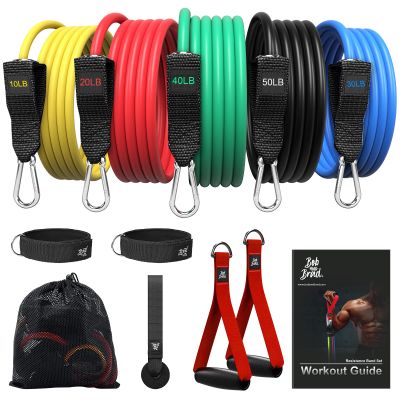 BOB AND BRAD Resistance Bands Set, Stackable Up to 150 lbs Workout Bands with Handles, Door Anchor & Ankle Straps - Heavy Duty Exercise Bands for Strength Training, Home Gym Fitness, Physical Therapy