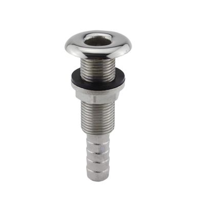Marine Grade Stainless Steel Barbed Standard Length Straight 1/2" ID Thru-Hull with Nut&Custom Gasket for Boat