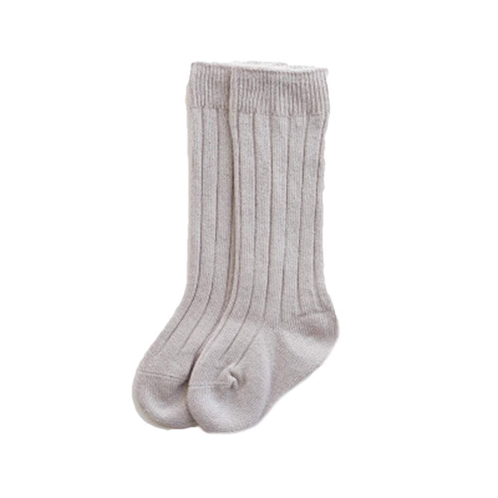 BULINGNA Toddler Infant Baby Girl Boys Solid Anti-Slip Knitted Long Stockings Kids Cotton Knee Stockings (Beige, 0-6 Months)