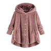 Andongnywell Ladies Button Plush Tops Hooded Loose Cardigan Women's Jacket Solid Color Pullover Tunic Tops (Pink,3X-Large) view 1
