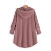Andongnywell Ladies Button Plush Tops Hooded Loose Cardigan Women's Jacket Solid Color Pullover Tunic Tops (Pink,3X-Large) view 2