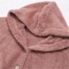 Andongnywell Ladies Button Plush Tops Hooded Loose Cardigan Women's Jacket Solid Color Pullover Tunic Tops (Pink,3X-Large) view 3