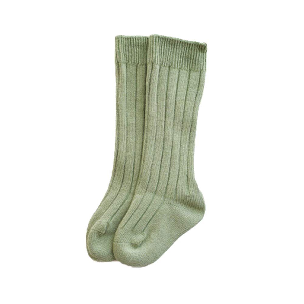 BULINGNA Toddler Infant Baby Girl Boys Solid Anti-Slip Knitted Long Stockings Kids Cotton Knee Stockings (Green, 1-3 Years)