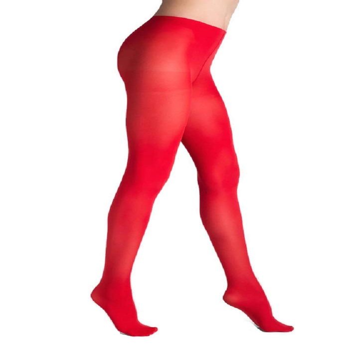 MARILYN European Semi Opaque Solid Color Matt Tights (Red Lipstick, L)