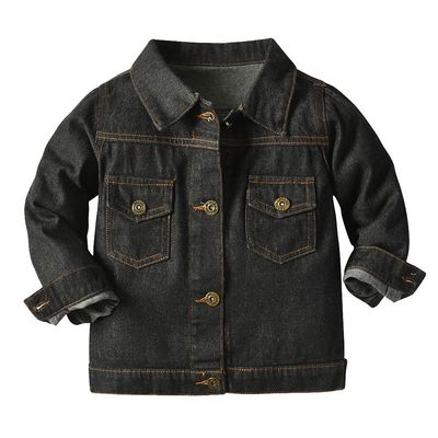 Toddler Baby Denim Jackets Button Down Jeans Coat Ripped Hooded Top Fall Cowboy Long Sleeve Overcoat Basic Hoodie Casual Outwear Clothes for Kids Girls Boys BlackNo Faux Fur Fleece 12-18 Months