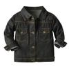 Toddler Baby Denim Jackets Button Down Jeans Coat Ripped Hooded Top Fall Cowboy Long Sleeve Overcoat Basic Hoodie Casual Outwear Clothes for Kids Girls Boys BlackNo Faux Fur Fleece 12-18 Months view 1