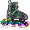 KAQINU Adjustable Inline Skates, Outdoor Inline Skates Roller with Full Illuminating Wheels for Kids and Adults, Women, Girls and Boys (Green, M) view 1