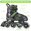 KAQINU Adjustable Inline Skates, Outdoor Inline Skates Roller with Full Illuminating Wheels for Kids and Adults, Women, Girls and Boys (Green, M) view 3