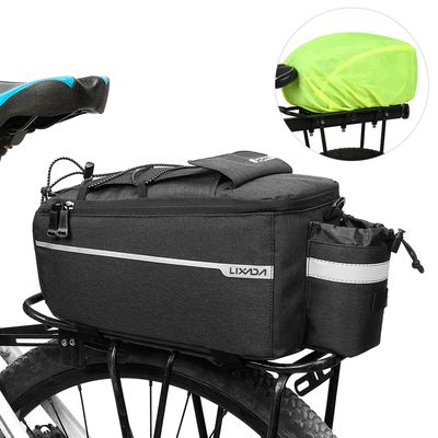 Lixada Bicycle Pannier Bag with Rain Cover, Bicycle Seat Multifunctional Insulated Trunk Cooler Bag, Shoulder Bag, 29 * 16 * 17cm (Black)