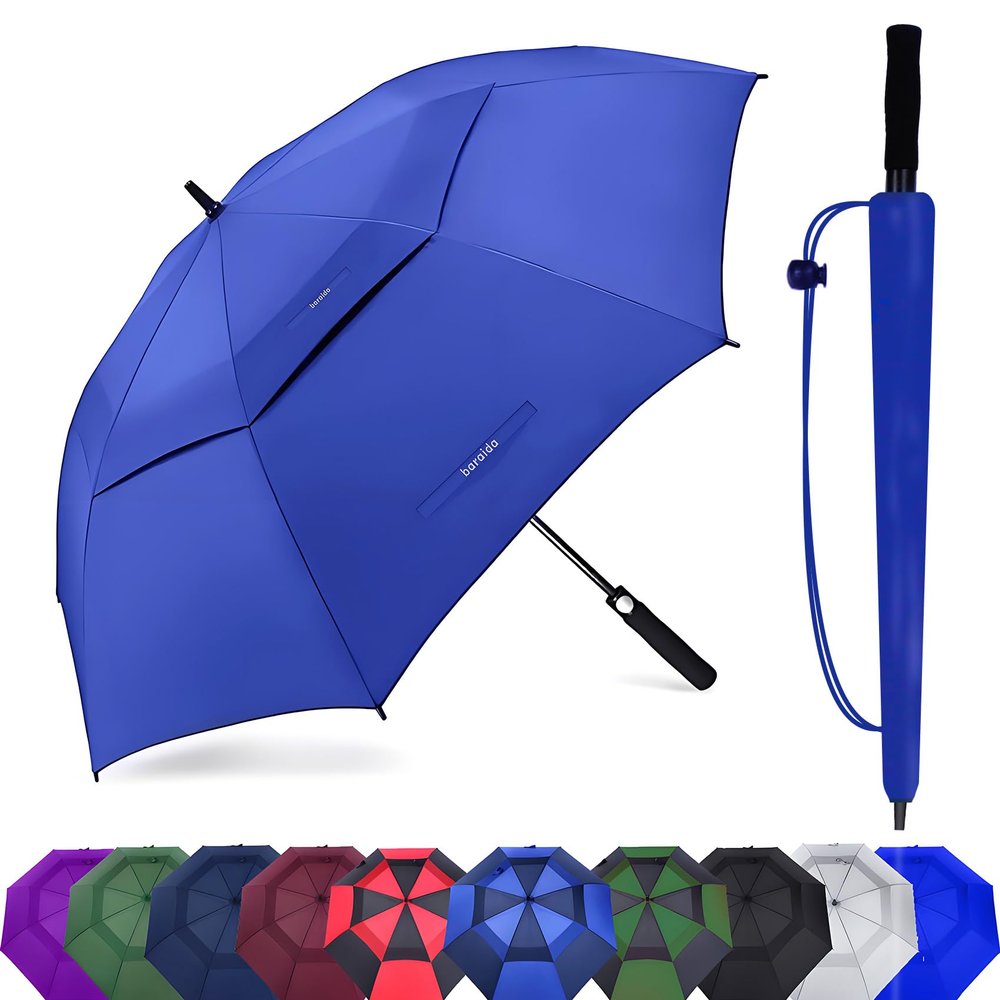 Baraida Golf Umbrella Large 62/68/72 Inch, Extra Large Oversize Double Canopy Vented Windproof Waterproof Umbrella, Automatic Open Golf Umbrella for Men and Women and Family.(68 Inch,Royal Blue)