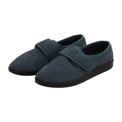 Silverts Men's Adjustable Wide Fit Slippers, Easy Closure Non-Slip