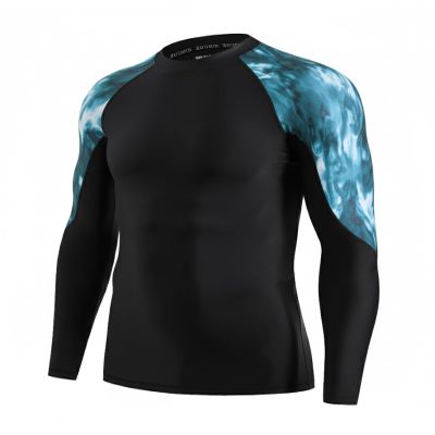 HUGE SPORTS Men's Rash Guard Long Sleeves UPF 50+ UV Sun Protection Quick Drying Splice Compression Swim Shirts