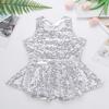 VernLan Girls Kids Sequined Ballet Jazz Modern Dance Dress Performance Costumes Cross Back Leotard Unitard White 14 view 3