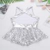 VernLan Girls Kids Sequined Ballet Jazz Modern Dance Dress Performance Costumes Cross Back Leotard Unitard White 14 view 4