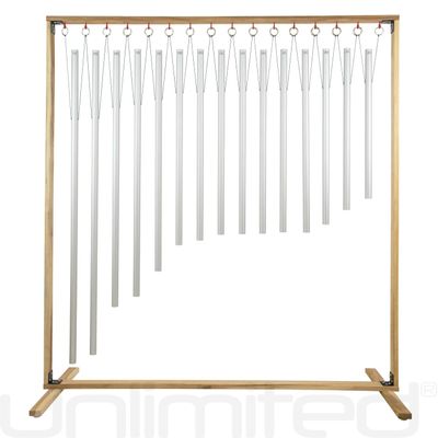 Set of 15 Human Organ Tuned Healing Chimes with Framed Wood Stand Includes 15 Chimes, Stand, & Mallet/Tuned to Represent the 15 Primary Organs/Great for Sound Healing