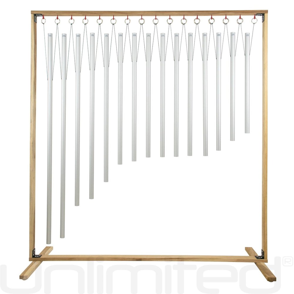 Set of 15 Human Organ Tuned Healing Chimes with Framed Wood Stand Includes 15 Chimes, Stand, & Mallet/Tuned to Represent the 15 Primary Organs/Great for Sound Healing