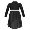 FEESHOW Big Girls Two Piece Lyrical Ballet Dance Dress Mock-neck Crop Top with Asymmetrical Chiffon Skirt Set Black 6 view 1