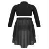 FEESHOW Big Girls Two Piece Lyrical Ballet Dance Dress Mock-neck Crop Top with Asymmetrical Chiffon Skirt Set Black 6 view 2