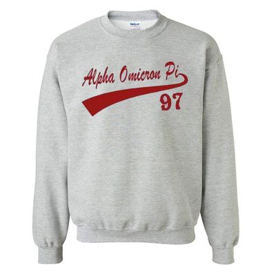 Alpha Omicron Pi AOII Tail Crewneck 2X-Large Light Grey