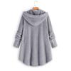 Andongnywell Ladies Button Plush Tops Hooded Loose Cardigan Women's Jacket Solid Color Pullover Tunic Tops (Gray,Small) view 2