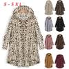 Andongnywell Ladies Button Plush Tops Hooded Loose Cardigan Women's Jacket Solid Color Pullover Tunic Tops (Gray,Small) view 3