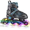 KAQINU Adjustable Inline Skates, Outdoor Inline Skates Roller with Full Illuminating Wheels for Women, Kids, Girls and Boys (Blue, L) view 1
