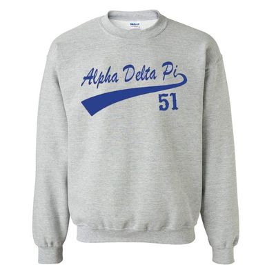 Alpha Delta Pi Tail Crewneck Small Light Grey