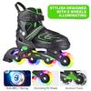 KAQINU Adjustable Inline Skates, Outdoor Inline Skates Roller with Full Illuminating Wheels for Women, Kids, Girls and Boys (Green, L) view 4