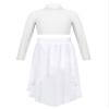 winying Kids Girls 2PCS Solid Color Long Sleeves Mock Neck Crop Top with Chiffon High-low Hem Skirt Set White 14 view 1