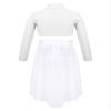 winying Kids Girls 2PCS Solid Color Long Sleeves Mock Neck Crop Top with Chiffon High-low Hem Skirt Set White 14 view 2