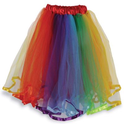 Beistle Rainbow Tutu Skirt Polyester Fabric Tulle, One Size, Red/Orange/Yellow/Green/Blue/Purple