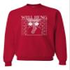 Go All Out X-Large Red Adult Well Hung Funny Christmas Stocking Sweatshirt Crewneck view 1
