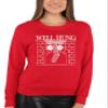 Go All Out X-Large Red Adult Well Hung Funny Christmas Stocking Sweatshirt Crewneck view 2