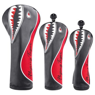 Craftsman Golf Flying Tiger Warshark Golf Club Cover Headcover for Woods and Driver Hybrids