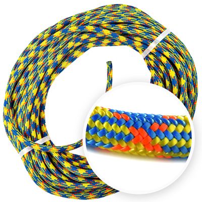 Teufelberger drenaLINE Climbing Rope  32-Strand Polyester Arborist Rope (11.8mm x 200ft, BlueOrangeYellow)