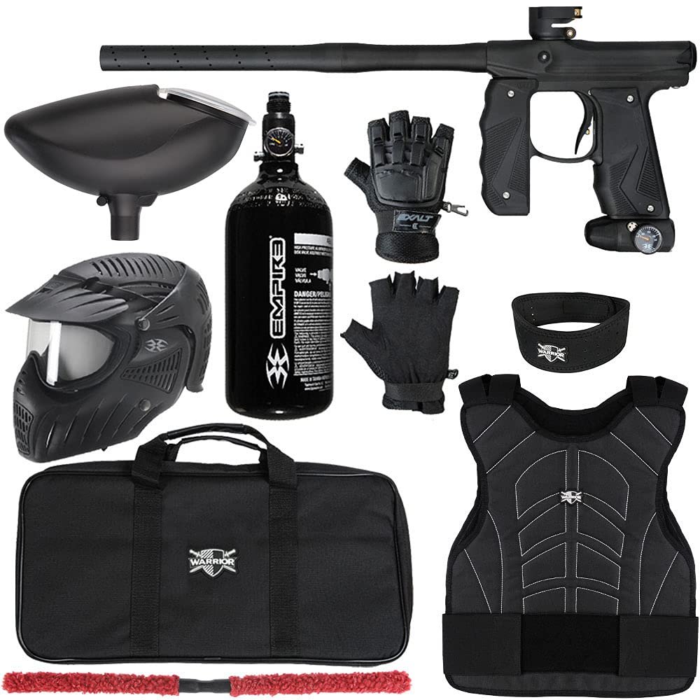 Action Village Empire Mini GS TP Level 2 Protector Paintball Gun Package Kit (Dust Black/Dust Black, Glove Size: Large/X-Large)