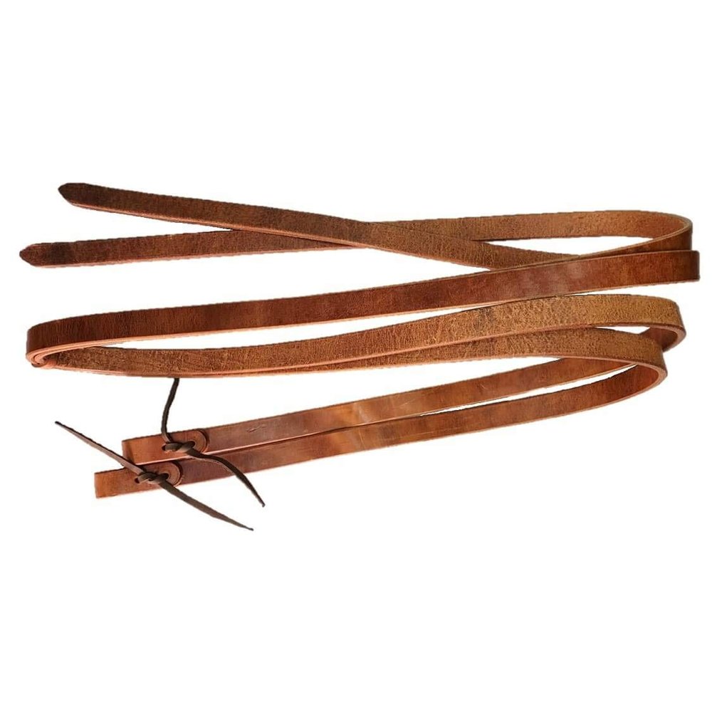 Saddles & Such New 1" x 8' Herman Oak Leather Split Reins with Water Loops