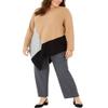 Alfani Womens Plus Colorblock Asymmetrical Sweater Tan 0X view 1