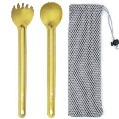 Tibest Titanium Spork Long Handle, Ultra Lightweight Camping Utensil for Backpacking Camping, Hiking, Outdoors