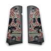 Custom Colt 1911 Grips Full Size Metal Skull with Soft Enamel Black Plated 45/38 Super Commander view 2