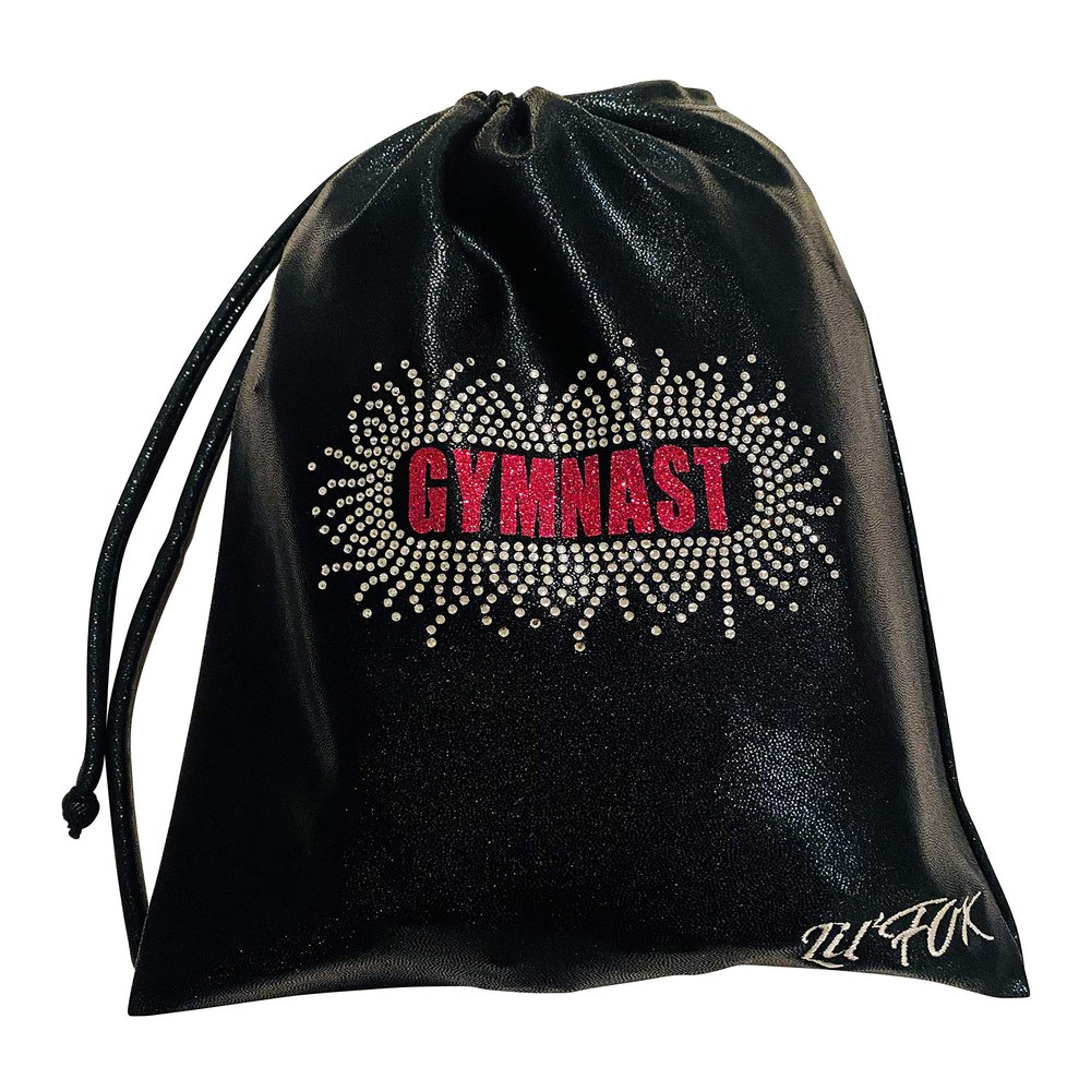 LIL'FOX 8"x10" Drawstring Gymnastics SMALL GRIP BAG 26x20cm | Lightweight Bag for Personal Equipment | Shiny Foil Rhinestones