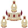 Aheli Jodha Akbar Crystal Pearl Choker Necklace & Earring Maang Tikka Indian Traditional Bollywood Bridal Bharatanatyam jewellery Set Gift for Women view 1