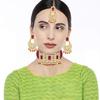 Aheli Jodha Akbar Crystal Pearl Choker Necklace & Earring Maang Tikka Indian Traditional Bollywood Bridal Bharatanatyam jewellery Set Gift for Women view 2