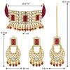 Aheli Jodha Akbar Crystal Pearl Choker Necklace & Earring Maang Tikka Indian Traditional Bollywood Bridal Bharatanatyam jewellery Set Gift for Women view 3